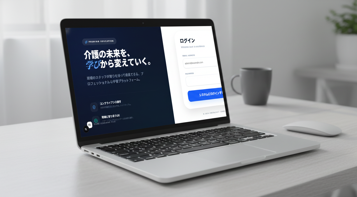 【自社運営】
介護施設向けラーニングマネジメントシステム（LMS）